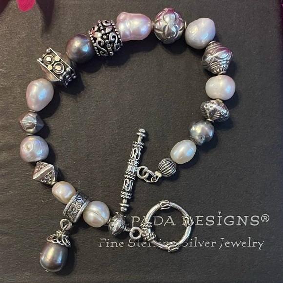 Silpada Gray and Pink Freshwater Pearl Sterling Silver Bracelet B0986 - Picture 6 of 16